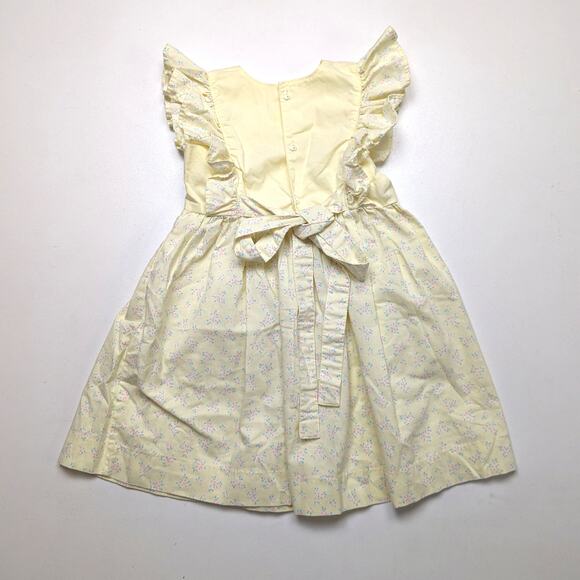 Vintage Oshkosh Bgosh Dress Girls Size 6 Yellow Floral Flutter Pinafore - Picture 3 of 5